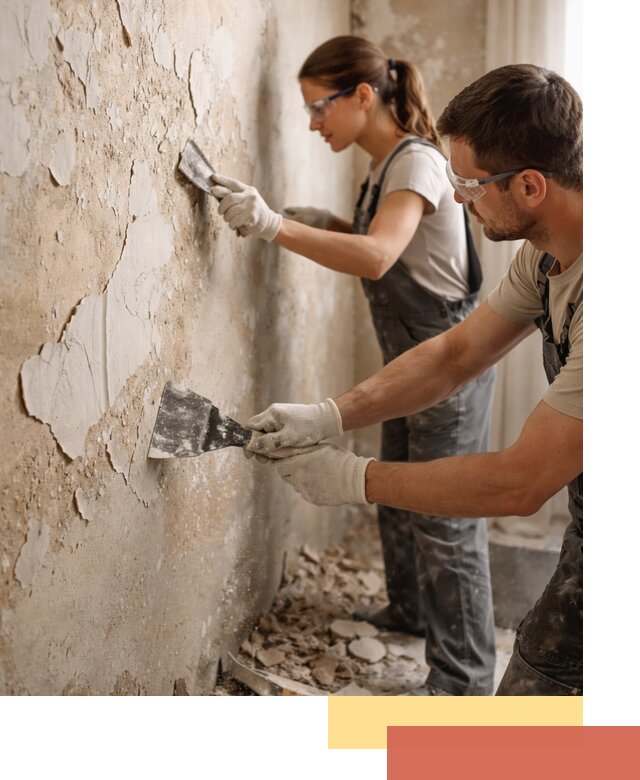 Снятие старой шпаклевки и подготовка поверхностей в Заинске