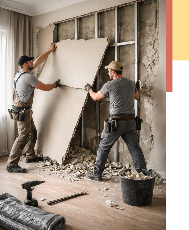 Демонтаж гипсокартона со стен в Заинске от 356 руб. — услуги демонтажа | ОТДЕЛОЧНИК-Знс