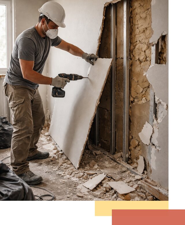 Демонтаж гипсокартона со стен в Заинске качественно и быстро