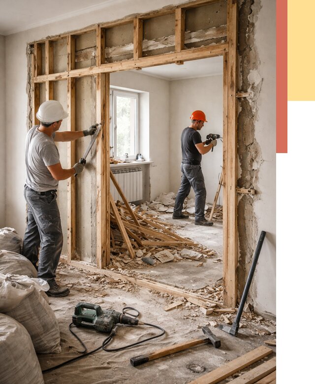 Демонтаж деревянных перегородок в Заинске от 3254 руб. — быстро и недорого | ОТДЕЛОЧНИК-Знс