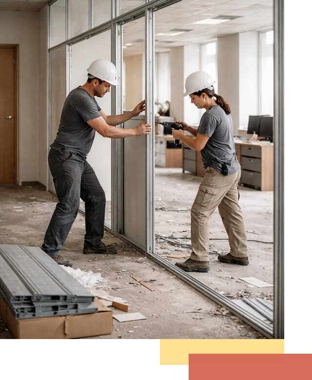 Демонтаж алюминиевых перегородок в Заинске быстро и аккуратно