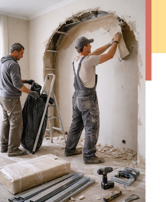 Демонтаж арки из гипсокартона в Заинске от 3559 руб. — услуги под ключ | ОТДЕЛОЧНИК-Знс