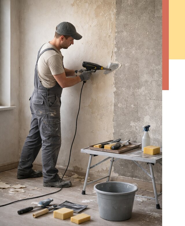 Очистка стен от клея в Заинске от 1881 руб. — снятие и удаление клея со стен | ОТДЕЛОЧНИК-Знс