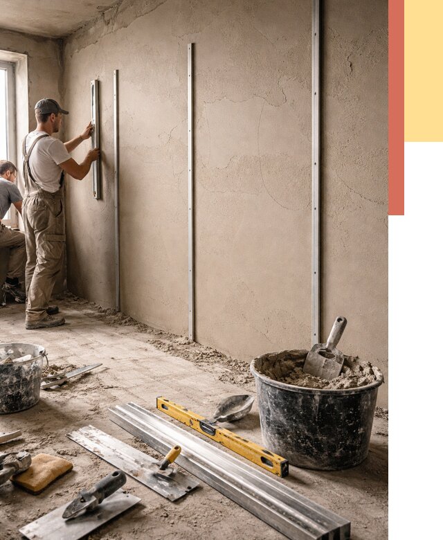 Штукатурка стен по маякам в Заинске от 5593 руб./м² — выравнивание под ключ | ОТДЕЛОЧНИК-Знс