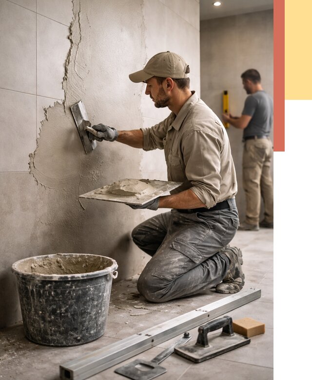 Штукатурка стен в ванной в Заинске от 4576 руб./м² — выравнивание под ключ | ОТДЕЛОЧНИК-Знс