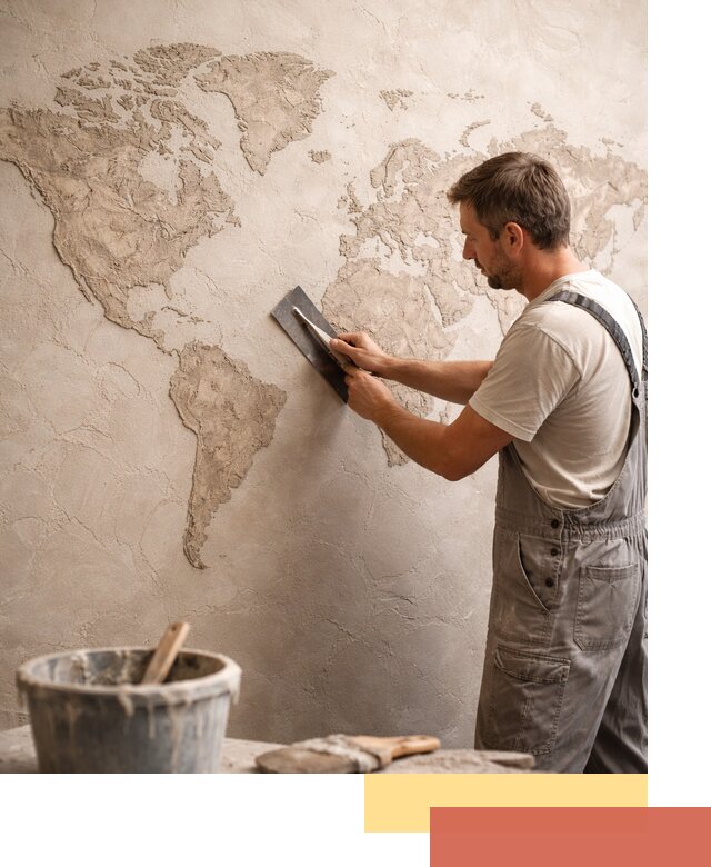 Декоративная штукатурка «Карта мира» под ключ в Заинске