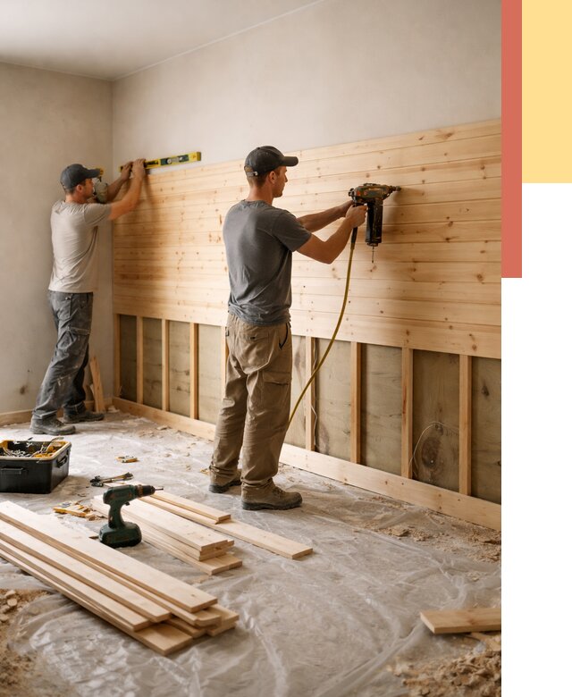 Монтаж деревянной вагонки на стены в Заинске от 7627 руб. | Услуги монтажа вагонки | ОТДЕЛОЧНИК-Знс