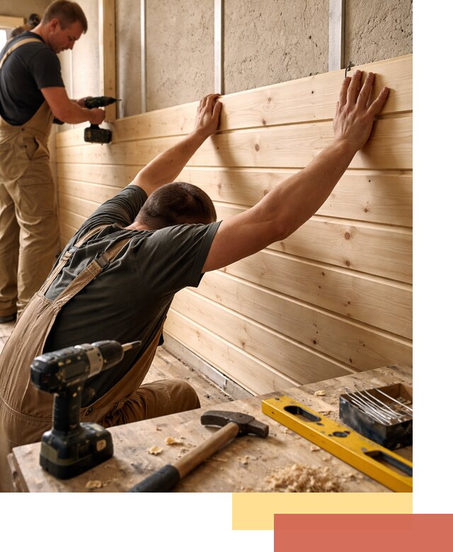 Монтаж деревянной вагонки на стены в Заинске быстро и качественно