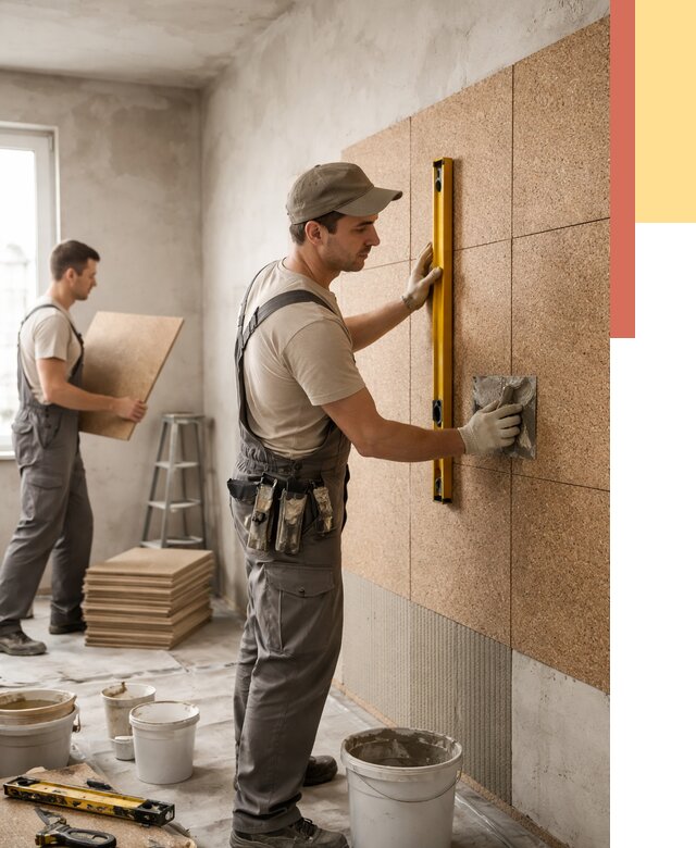 Монтаж пробковых панелей на стены в Заинске от 3559 руб. — ОТДЕЛОЧНИК-Знс