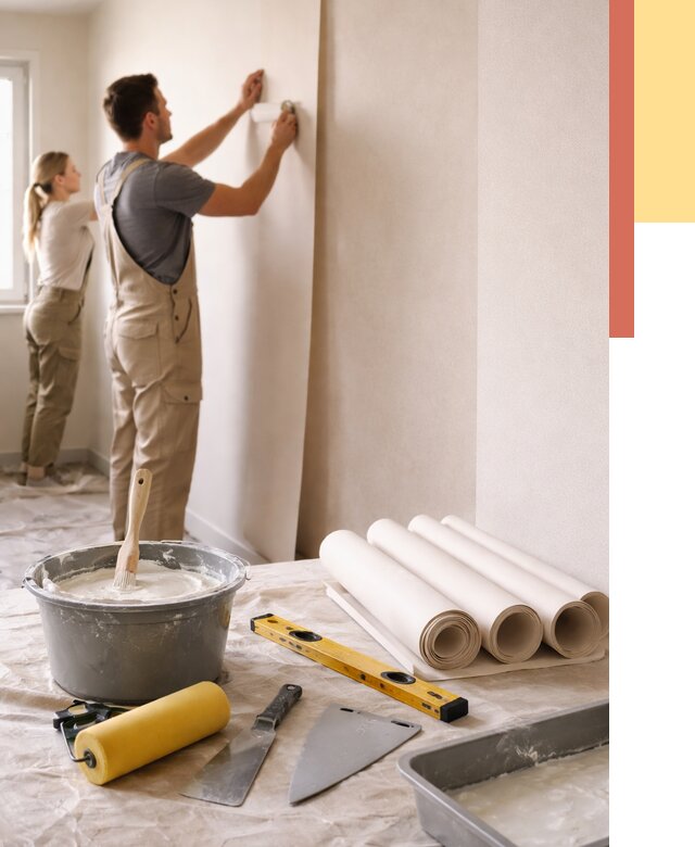 Поклейка бумажных обоев в Заинске от 5593 руб./м2 — быстро и недорого | ОТДЕЛОЧНИК-Знс