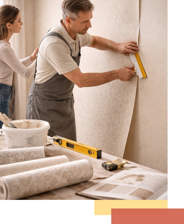 Поклейка обоев с подбором рисунка в Заинске