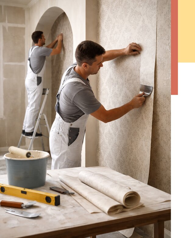 Поклейка обоев на сложные стены в Заинске от 2847 руб. под ключ | ОТДЕЛОЧНИК-Знс