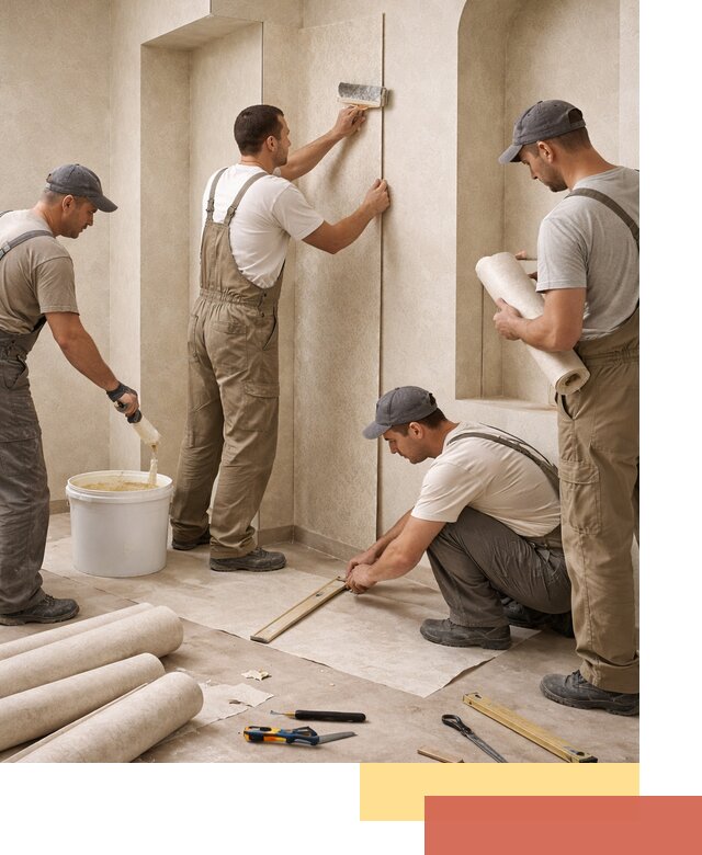 Поклейка обоев на сложные стены и неровные поверхности в Заинске