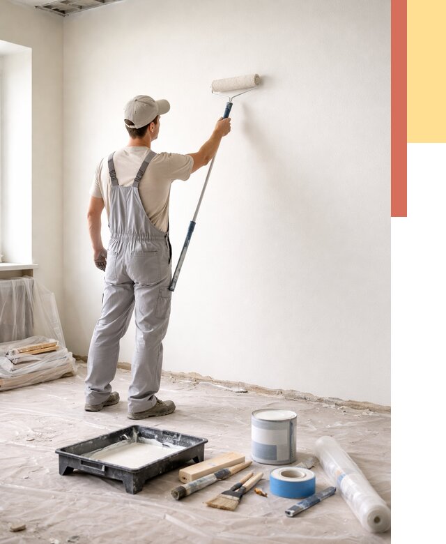 Покраска стен водоэмульсионной краской в Заинске от 458 руб. за м² | ОТДЕЛОЧНИК-Знс