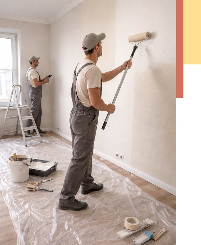 Покраска стен акриловой краской в Заинске от 3559 руб./м² — быстро и недорого | ОТДЕЛОЧНИК-Знс