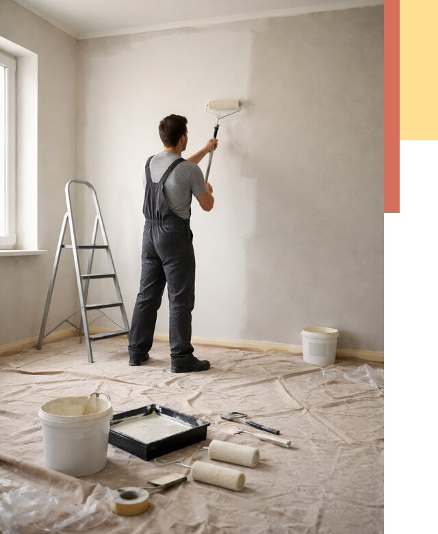 Покраска стен моющейся краской в Заинске от 356 руб./м² — быстро и недорого | ОТДЕЛОЧНИК-Знс