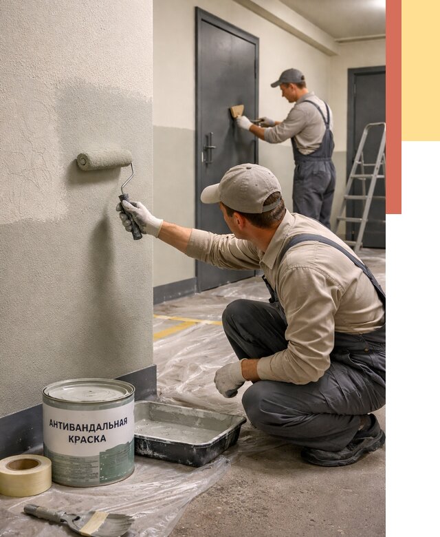 Покраска стен антивандальной краской в Заинске от 4576 руб./м² под ключ | ОТДЕЛОЧНИК-Знс