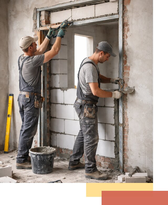 Закладка дверного проема под ключ в Заинске: демонтаж, монтаж, отделка