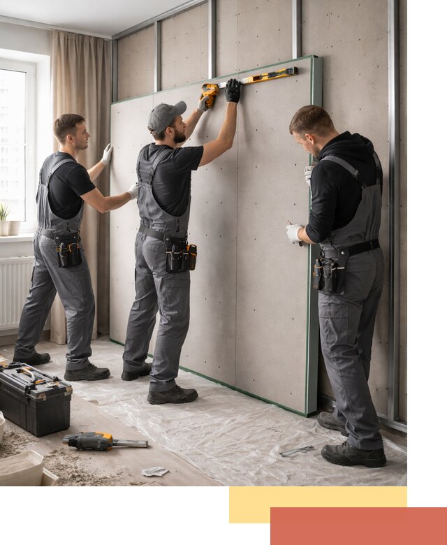 Шумоизоляция стен панелями ЗИПС в Заинске для жилых и коммерческих помещений