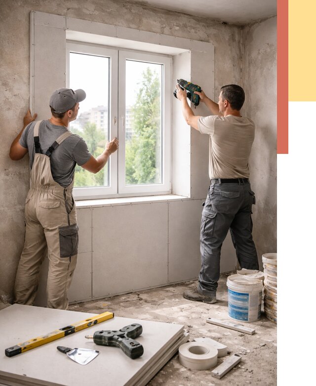 Монтаж откосов из гипсокартона в Заинске от 4576 руб. под ключ | ОТДЕЛОЧНИК-Знс