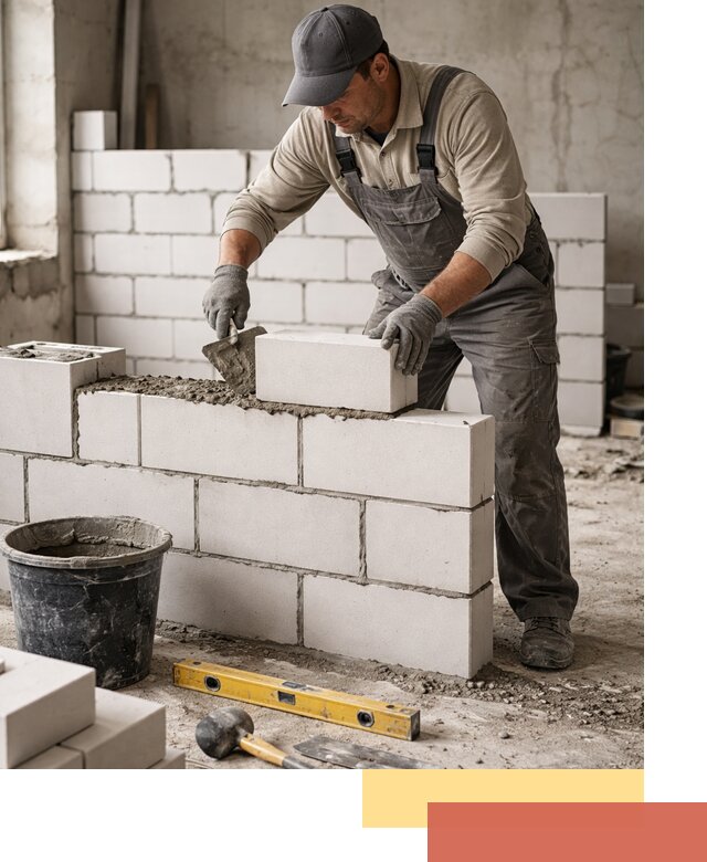 Кладка перегородок из силикатного блока в Заинске