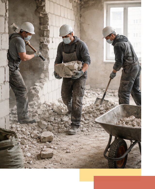 Демонтаж блочных перегородок в Заинске быстро и аккуратно