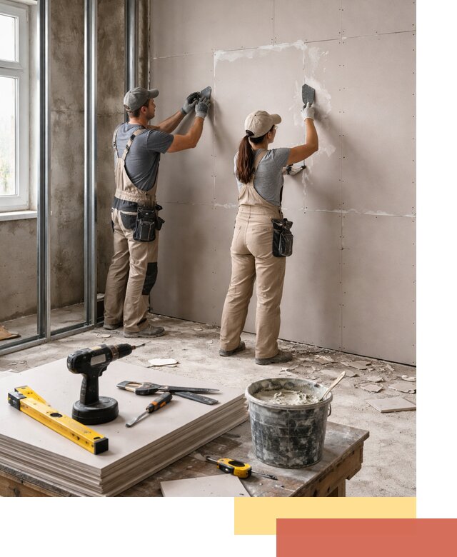 Монтаж двухслойной перегородки из гипсокартона в Заинске