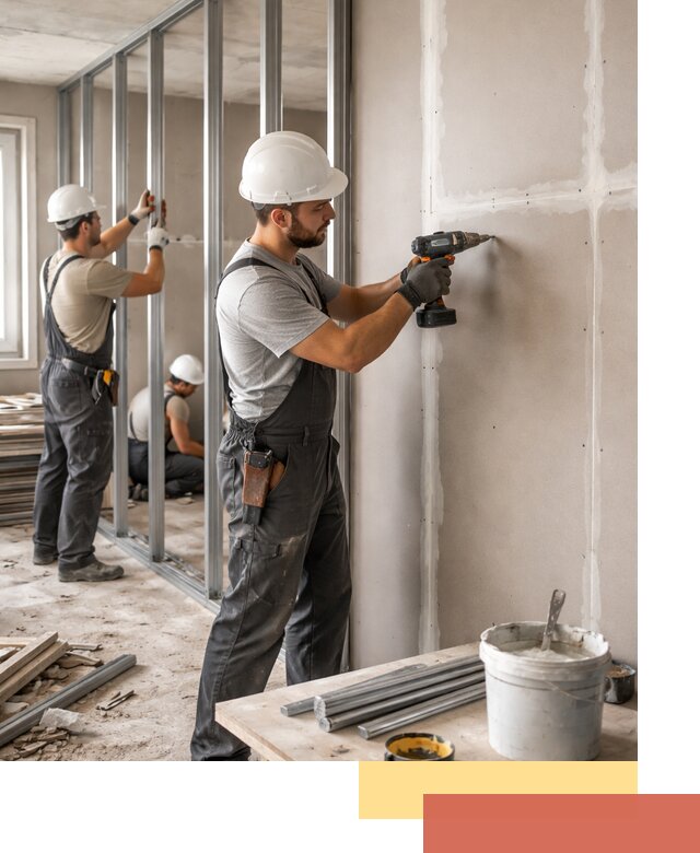 Перегородки из огнестойкого гипсокартона в Заинске под ключ