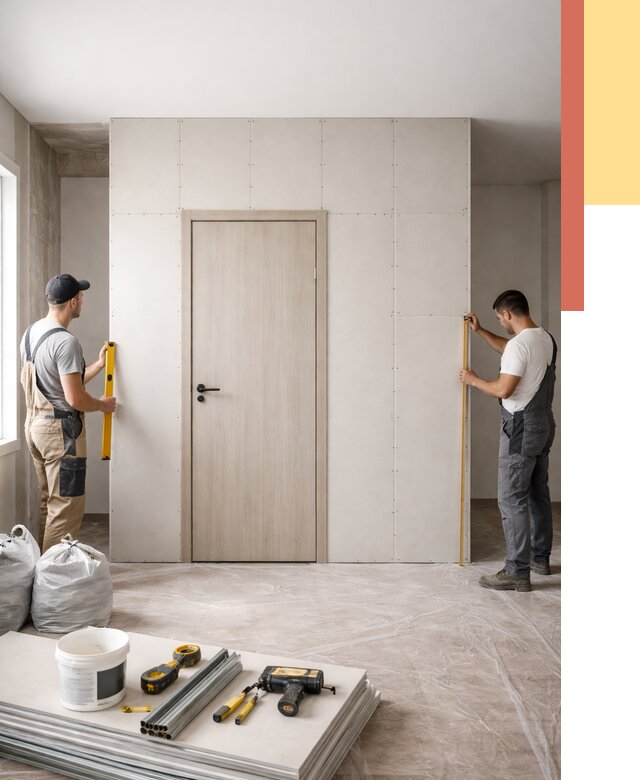 Перегородка из гипсокартона с дверью в Заинске от 4576 руб. под ключ | ОТДЕЛОЧНИК-Знс