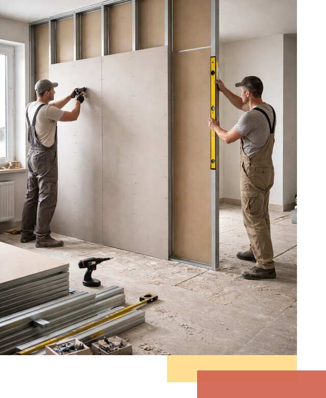 Зонирующая перегородка из гипсокартона под ключ в Заинске