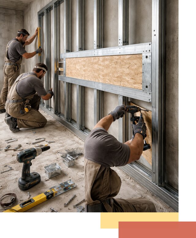 Усиленная перегородка для крепления тяжёлых конструкций в Заинске