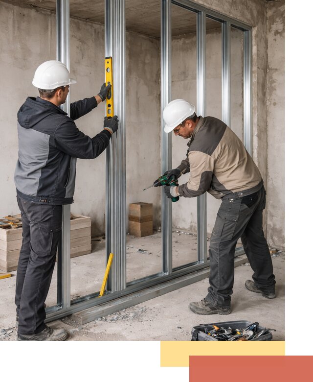 Монтаж каркаса перегородки из профиля в Заинске