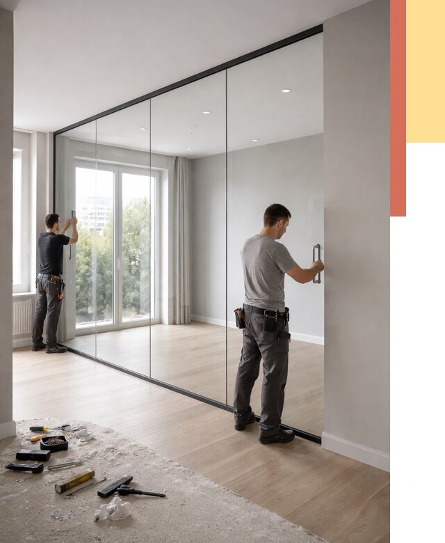 Изготовление стеклянных перегородок в Заинске от 12559 руб. под ключ | ОТДЕЛОЧНИК-Знс