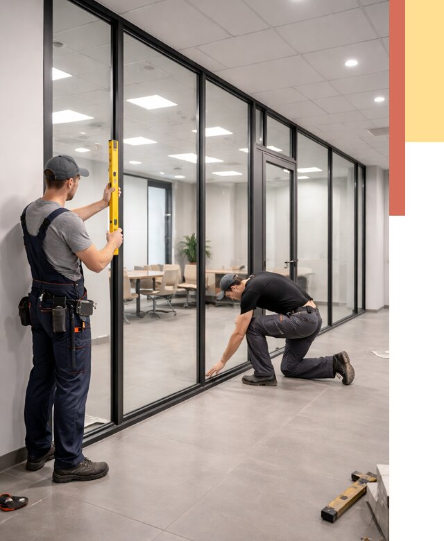 Каркасные стеклянные перегородки в Заинске под ключ от 9355 руб. | ОТДЕЛОЧНИК-Знс