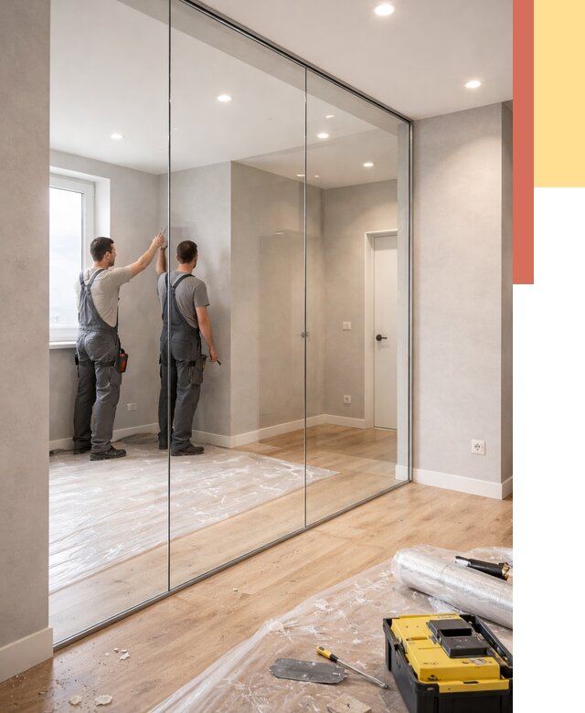 Безрамные стеклянные перегородки в Заинске — монтаж от 9661 руб. | ОТДЕЛОЧНИК-Знс