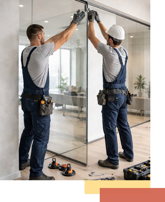 Безрамные стеклянные перегородки под ключ в Заинске