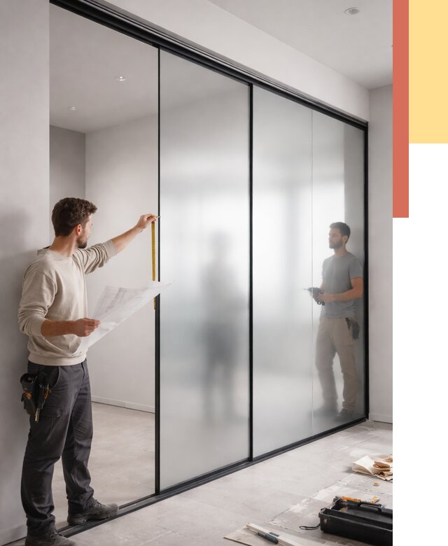 Матовые стеклянные перегородки в Заинске от 8644 руб. — монтаж и установка | ОТДЕЛОЧНИК-Знс