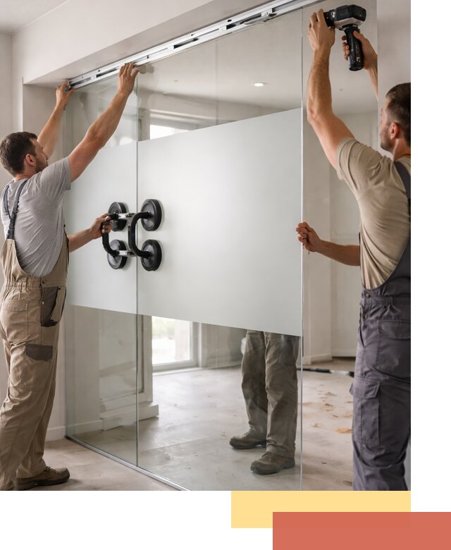 Матовые стеклянные перегородки под ключ в Заинске