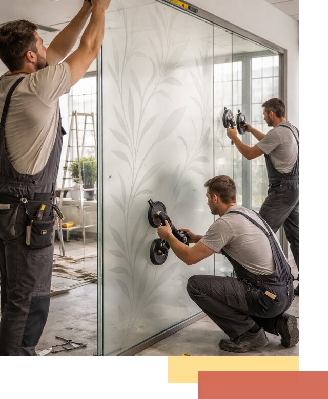 Стеклянные перегородки с рисунком на заказ в Заинске