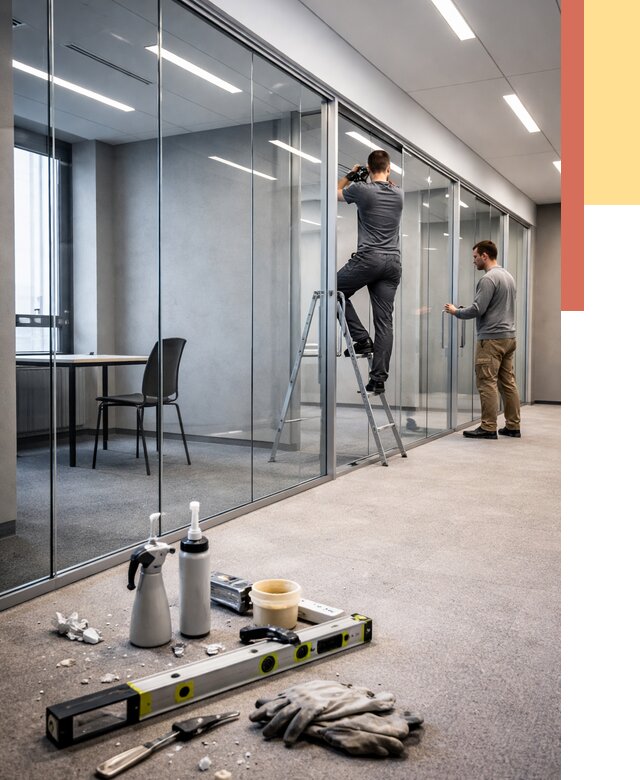 Стеклянные офисные перегородки в Заинске от 8644 руб. — монтаж и установка | ОТДЕЛОЧНИК-Знс