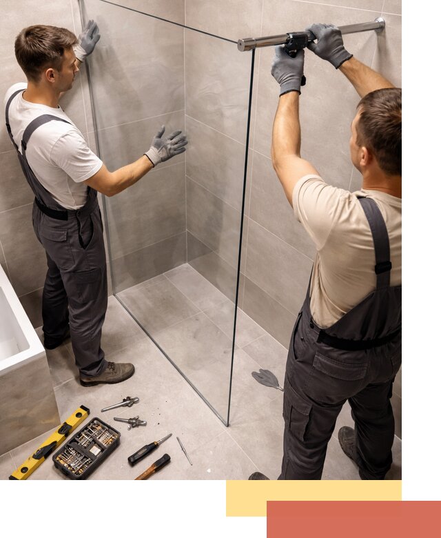 Стеклянные перегородки для душа в Заинске — изготовление и монтаж