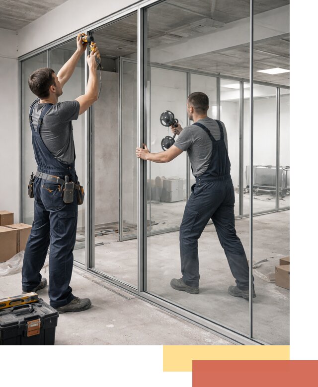 Алюминиевые перегородки со стеклом в Заинске — изготовление и монтаж