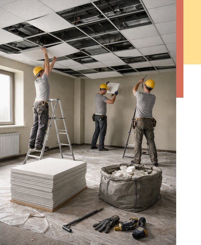 Демонтаж потолка Армстронг в Заинске от 4576 руб. быстро и недорого | ОТДЕЛОЧНИК-Знс