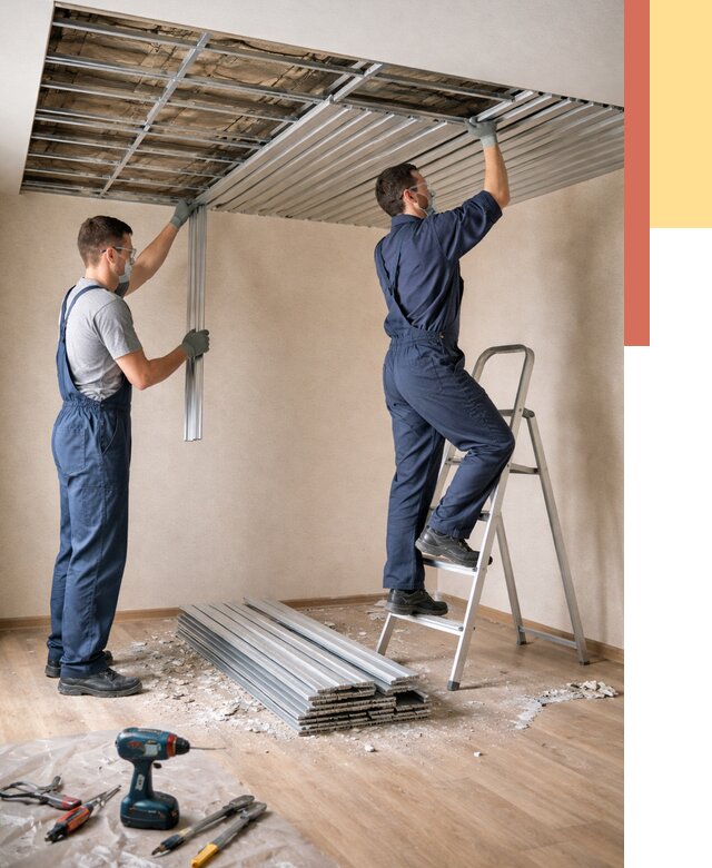 Демонтаж реечного потолка в Заинске от 4576 руб. быстро и недорого | ОТДЕЛОЧНИК-Знс