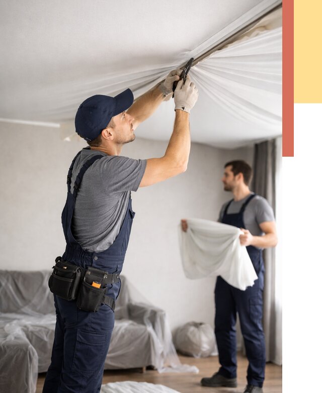 Демонтаж натяжного потолка в Заинске от 4576 руб. — снятие и разбор под ключ | ОТДЕЛОЧНИК-Знс