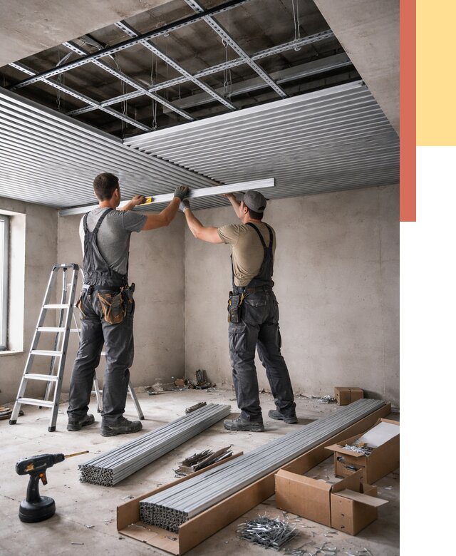 Монтаж реечного потолка в Заинске от 4576 руб. под ключ | ОТДЕЛОЧНИК-Знс