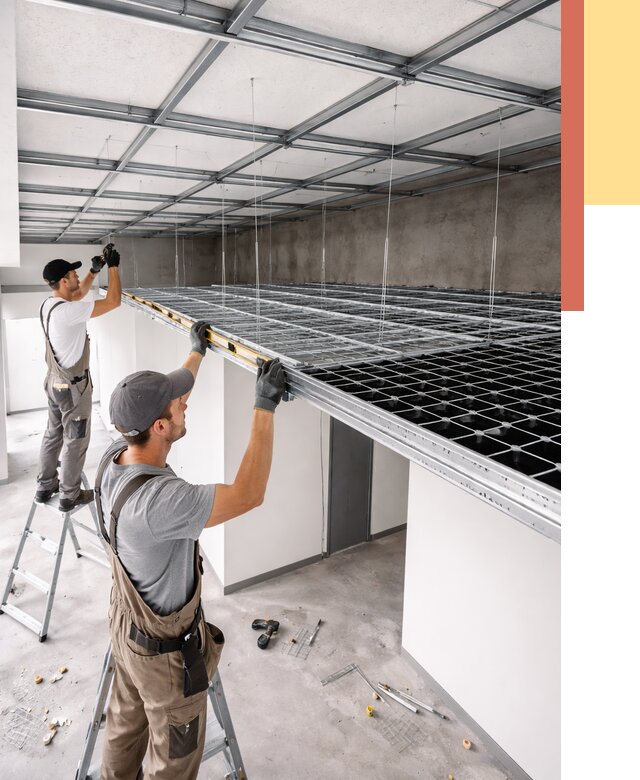 Монтаж потолка грильято в Заинске от 458 руб./м² — быстрая сборка под ключ | ОТДЕЛОЧНИК-Знс