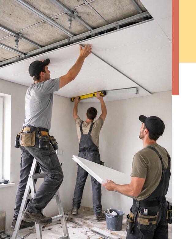 Монтаж потолка из ПВХ панелей в Заинске от 3559 руб./м2 — быстро и недорого | ОТДЕЛОЧНИК-Знс