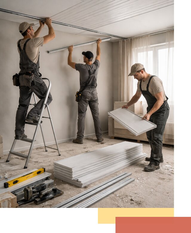 Монтаж потолка из ПВХ панелей в Заинске оперативно и качественно