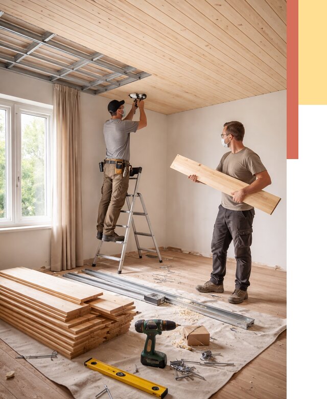 Монтаж потолка из вагонки в Заинске от 6610 руб. | Быстро и недорого — ОТДЕЛОЧНИК-Знс